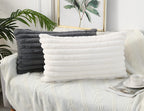 Panod Faux Fur Decorative Lumbar Throw Pillow Covers 12 X 24,Long Boho Lumbar Pillow Covers Pillow Case Cushion Case For Couch B