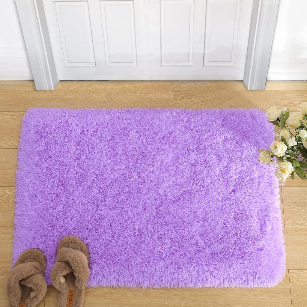 Merelax Modern Soft Fluffy Small Shaggy Rug for Bedroom Livingroom Dorm Kids Room Indoor Home Decorative, Non-Slip Plush Furry F