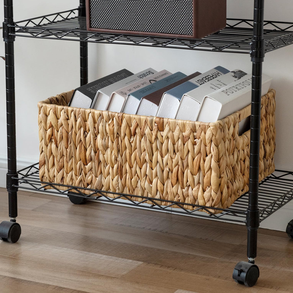 Sukkiri Homu Handwoven Clothes Basket Laundry Basket Large Wicker Storage Baskets for Shelves Blankets Closet Storage Bins Car B