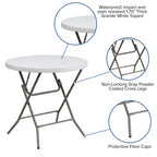 Flash Furniture Elon 2.63-Foot Round Granite White Plastic Folding Table, White