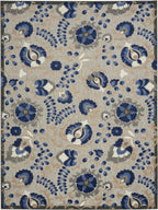 Nourison Aloha Indoor/Outdoor Natural/Blue 9'6' X 13' Area -Rug, Easy -Cleaning, Non Shedding, Bed Room, Living Room, Dining Room, Deck, Backyard, Patio (10X13)