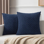 Kevin Textile Pack Of 2 Corduroy Decorative Throw Pillow Covers 26X26 Inch Soft Boho Striped Pillow Covers Modern Farmhouse Home Decor For Spring Sofa Living Room Couch Bed Navy Blue