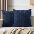 Kevin Textile Pillow Covers Decorative Set Of 2 Striped Corduroy Plush Velvet Pillowcases Cushion Cover For Couch 16X16 Inch Nav