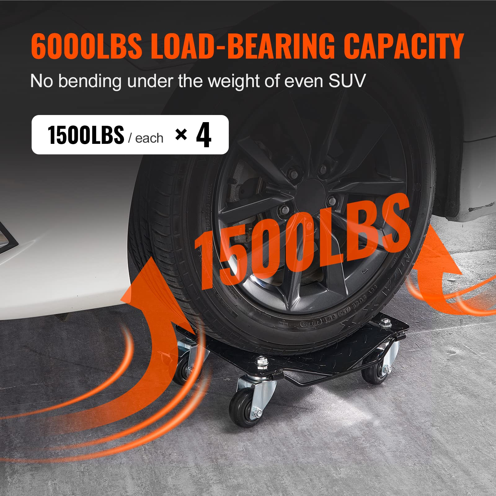 Vevor Wheel Dolly, 6000 Lbs/2722 Kg Car Moving Dolly, Wheel Dolly Car Tire Stake Set Of 4 Piece, Heavy-Duty Car Tire Dolly Cart