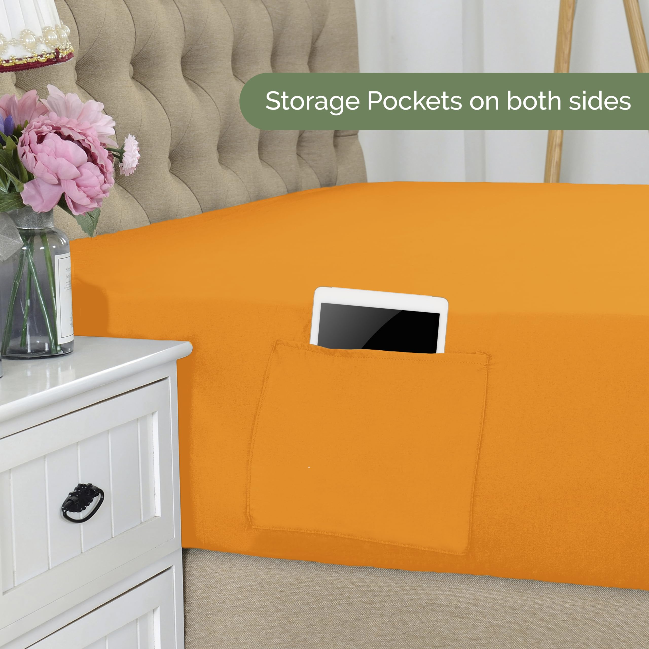 Elegant Comfort 1500 Premium Hotel Quality 18-21 Inches Deep - Extra Deep Pocket Single Fitted Sheet For High Mattress, Luxury And Softest, Smart Pocket - Wrinkle Free, Full, Orange