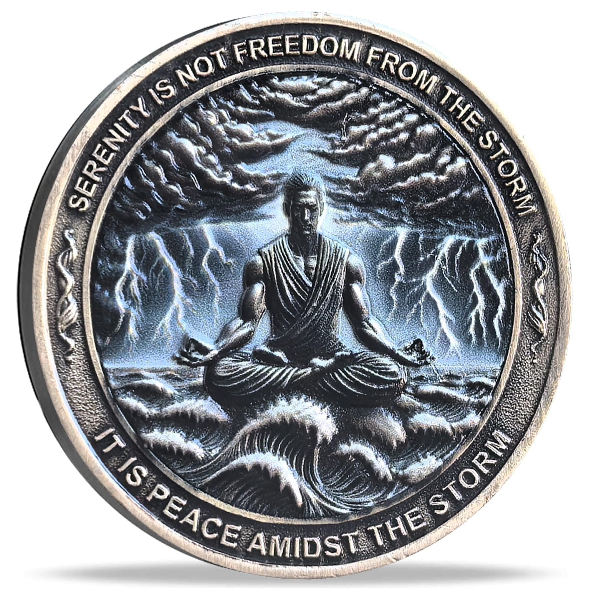 Serenity Peace Within The Storm Sobriety Chip Aa Medallion With Serenity Prayer Perfect For Aa Recovery And Motivation (Single C