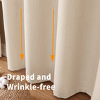 Bgment Natural Faux Linen Curtains For Bedroom, Grommet Thick Linen Semi Sheer Drapes Light Filtering Privacy Window Treatments Curtains For Living Room, Set Of 2 Panels, 52 X 63 Inch, Light Beige