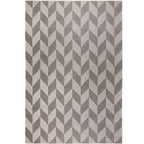 Nicole Miller New York Patio Country Calla Contemporary Herringbone Indoor/Outdoor Area Rug, Black/Grey, 3'11'X5'2'