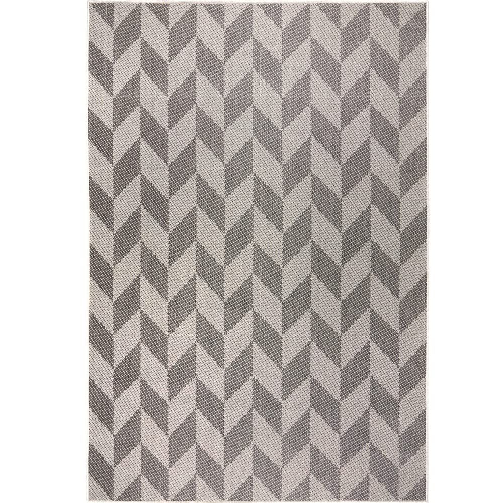 Nicole Miller New York Patio Country Calla Contemporary Herringbone Indoor/Outdoor Area Rug, Black/Grey, 3'11'X5'2'