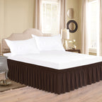 Biscaynebay Wrap Around Bed Skirts For King & Cal King Beds 15' Drop, Brown Adjustable Elastic Dust Ruffles Easy Fit Wrinkle &