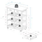 Casual Home Solid Wood 28" Wide L 4-Tier Rolling Kitchen Island Trolley With Wine Rack And Drawer, Mocha/Black