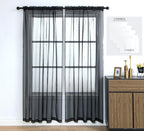 Pi Sheer Curtain 108 Inches Long,Light Window Drapery Soft Airy Voile With Rod Pocket For Living Room/Bedroom/Patio Door/Sliding Glass Door 2 Panels(W42Xl108,Black)