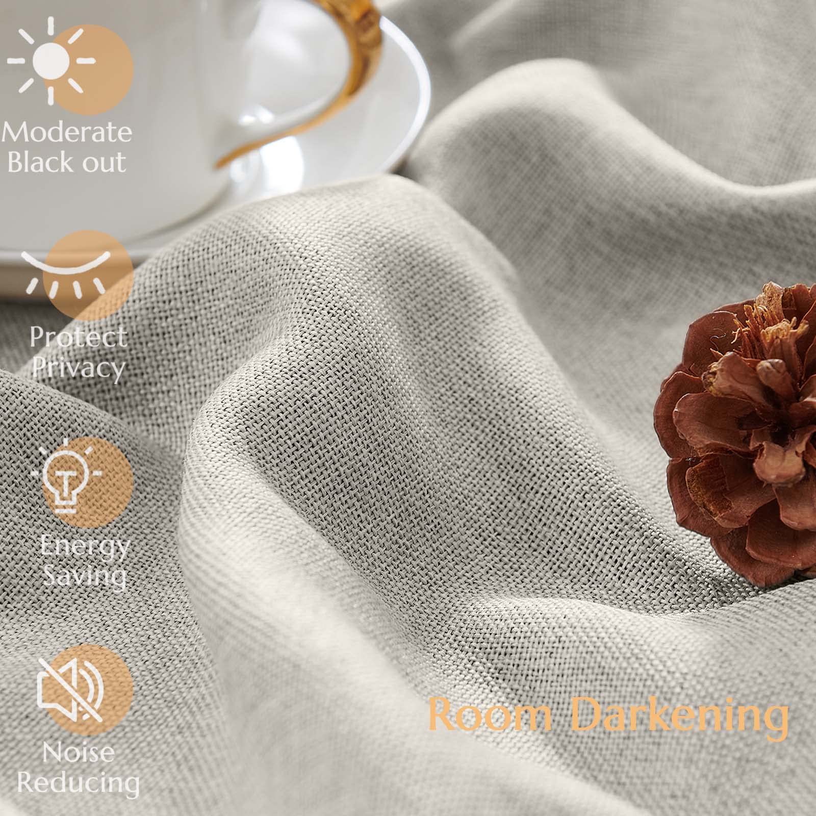 Jinchan Linen Textured Curtain 96 Inch Long For Living Room Light Flitering Thermal Insulated Grommet Top Window Drape For Bedroom 52X96 Stone White 1 Panel