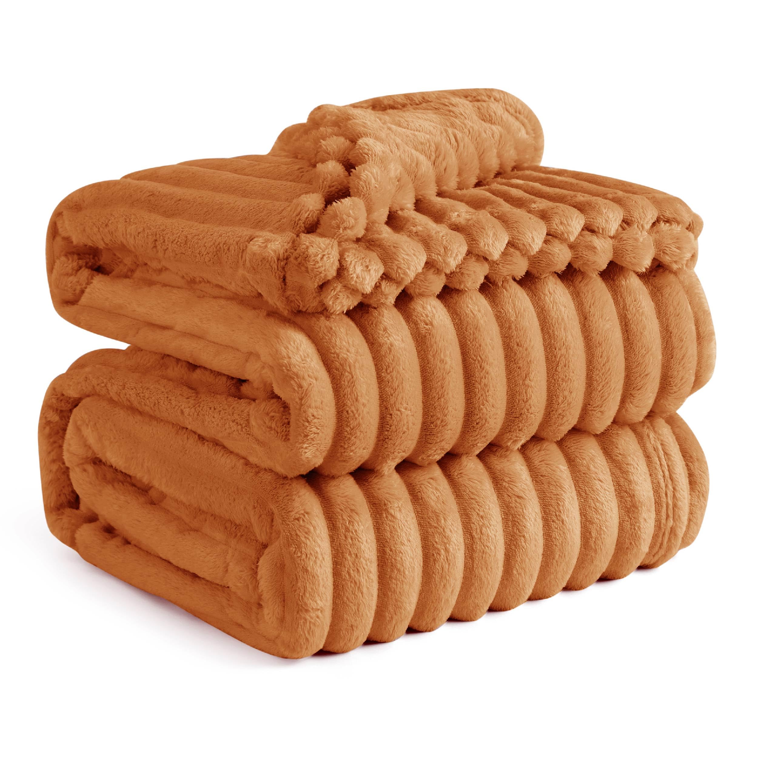 Bedsure King Blanket For Couch - Super Soft Cozy Blankets For Women, Cute Large Blanket For Girls, Orange, 108X90 Inches