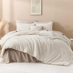 Andency Beige Boho Full Size Comforter Set, 3 Pieces Chevron Tufted Farmhouse Lightweight And Fluffy Bedding Set, All Season Bed Set (79X90In Comforter And 2 Pillow Shams)