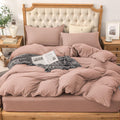 Pure Era Jersey Knit Duvet Cover Set 100% T-Shirt Cotton Super Soft Comfy 3Pc Bedding Set With Zipper Closure (New Petal Pink, Q