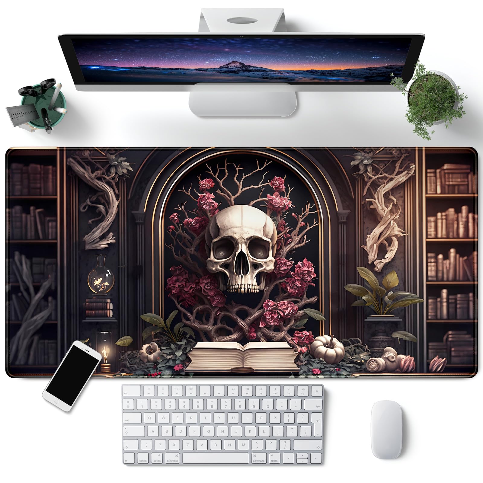 Goth Desk Mat Gothic Large Mouse Pad Xxl Desk Pad Gaming Mousepad Extended Keyboard Mat 31.5 X 15.7 In Laptop Computer Keyboard