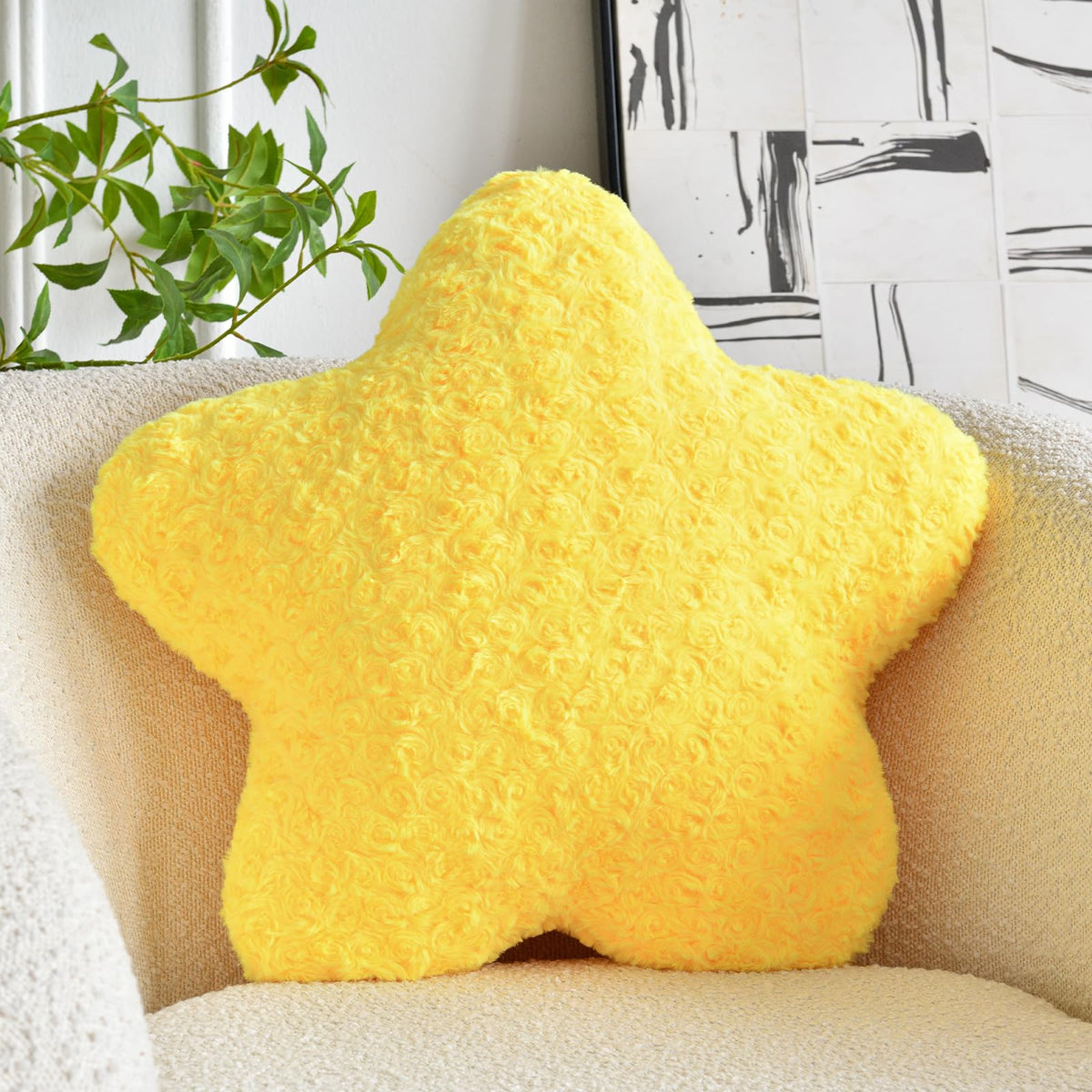 Zcnyclam Star Pillow, 14.9' Star Shaped Plush Pillow For Couch Bed Sofa, Cute Decorative Throw Pillows With Soft Faux Fur Room