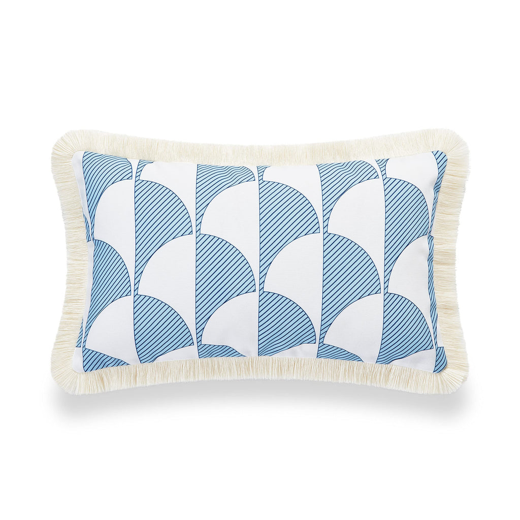 Hofdeco Premium Coastal Hampton Style Patio Indoor Outdoor Lumbar Pillow Cover Only, 12'X20' Water Resistant For Backyard, Cou