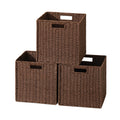UBBCARE 3 Pack Wicker Basket, 11.8L  11.8H  11W inch Woven Paper Rope Storage Baskets for shelves, Foldable Cube Storage bin wit