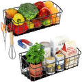 PrimZooty 2Pack Magnetic Shelf for Refrigerator with Removable Hooks(Black)