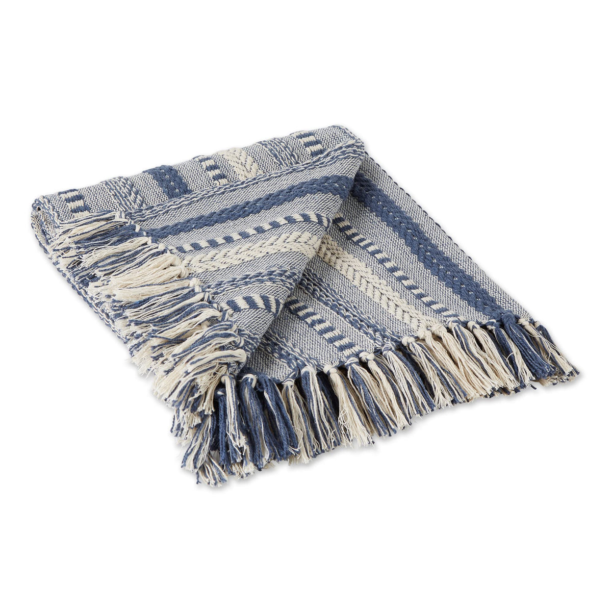 Dii Braided Striped Decorative Throw Blanket, 50X60, French Blue