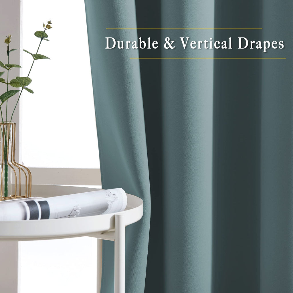 Nicetown Bedroom Blackout Long Curtains 120 Length - Energy Saving Thermal Insulated Solid Grommet Luxury Room Darkening Drapes
