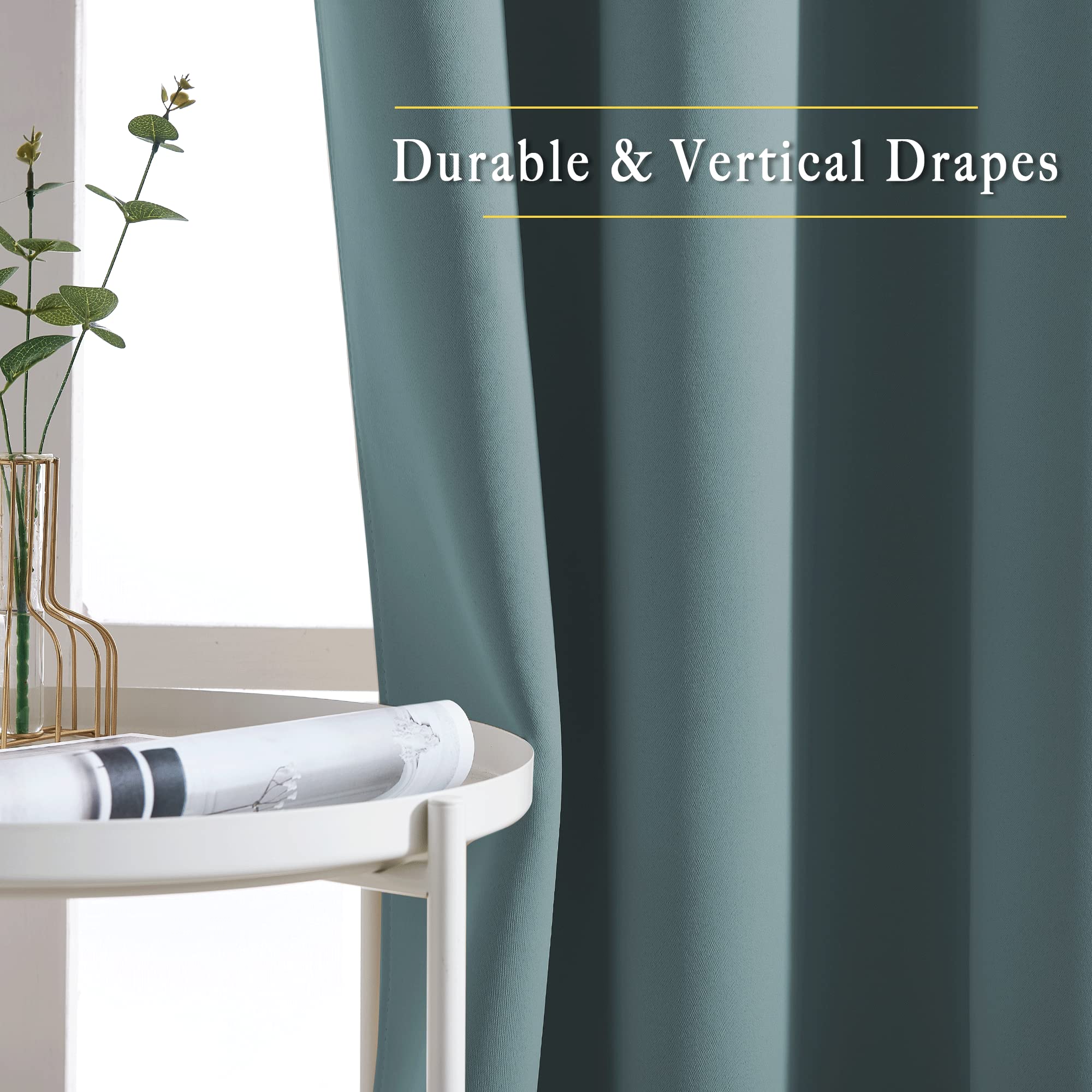 Nicetown Bedroom Blackout Long Curtains 120 Length - Energy Saving Thermal Insulated Solid Grommet Luxury Room Darkening Drapes