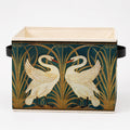 SAMKEIDOI Vintage Swan Botanical Storage Bins with Handles, Gold and Green Art Nouveau Plant Bird Collapsible Clothes Toys Books