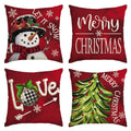 Avoin Colorlife Merry Christmas Let It Snow Snowman Red Throw Pillow Covers, 20 X 20 Inch Xmas Tree Holiday Cushion Case Decorat