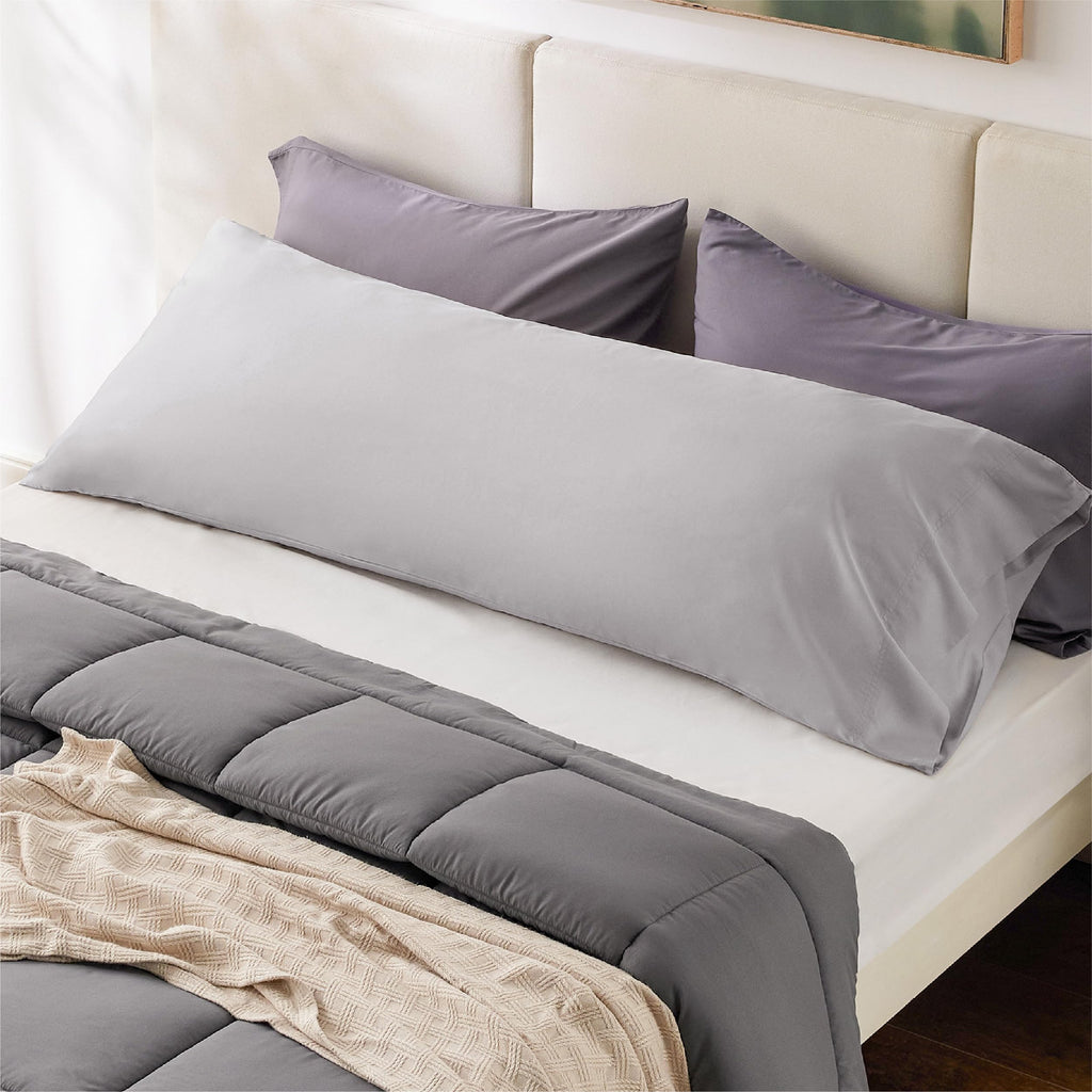 Bedsure Body Pillow Cover - Light Grey Long Cooling Pillow Cases, 100% Rayon Derived From Bamboo, Soft & Breathable Body Pillowcase With Envelope Closure, Gifts For Women Or Men, 1 Pack, 20X54 Inches
