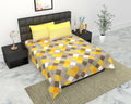 Jaipur Prints Bedding Set With Yellow Checkered Pattern, Comforter With Pillow Covers, Geometric Design