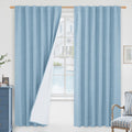 LAMIT 100% Blackout Linen Curtains, 72 Inches Linen Textured Thermal Bedroom Curtains Back Tab and Rod Pocket Neutral Panels wit