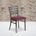 Flash Furniture Hercules Series Clear Coated Ladder Back Metal Restaurant Chair - Burgundy Vinyl Seat