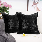 ShinyBeauty Black Pillow Covers Decorative Throw Pillow Sofa Pillow Covers 20x20-Inches Black Pillow Cases Set of 2 Pillow Cover