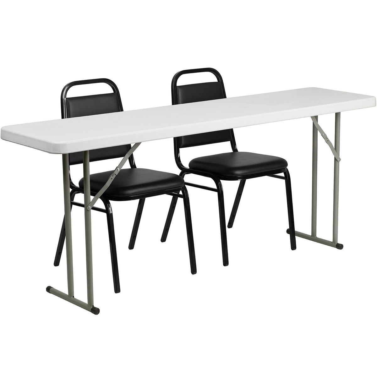 Flash Furniture Kathryn 6-Foot Plastic Folding Training Table Set with 2 Trapezoidal Back Stack Chairs