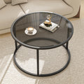 Glass Coffee Table Modern Center Table,Minimalist Round Coffee Tea Table,Tempered Glass-top with Sturdy Metal Frame for Living R