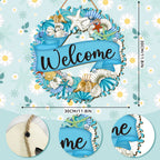 Hello Summer Wreath Sign Ocean Beach Wooden Hanging Wreath Decor Ornament Wood Farmhouse Beach Starfish Door Decor Beach Theme H