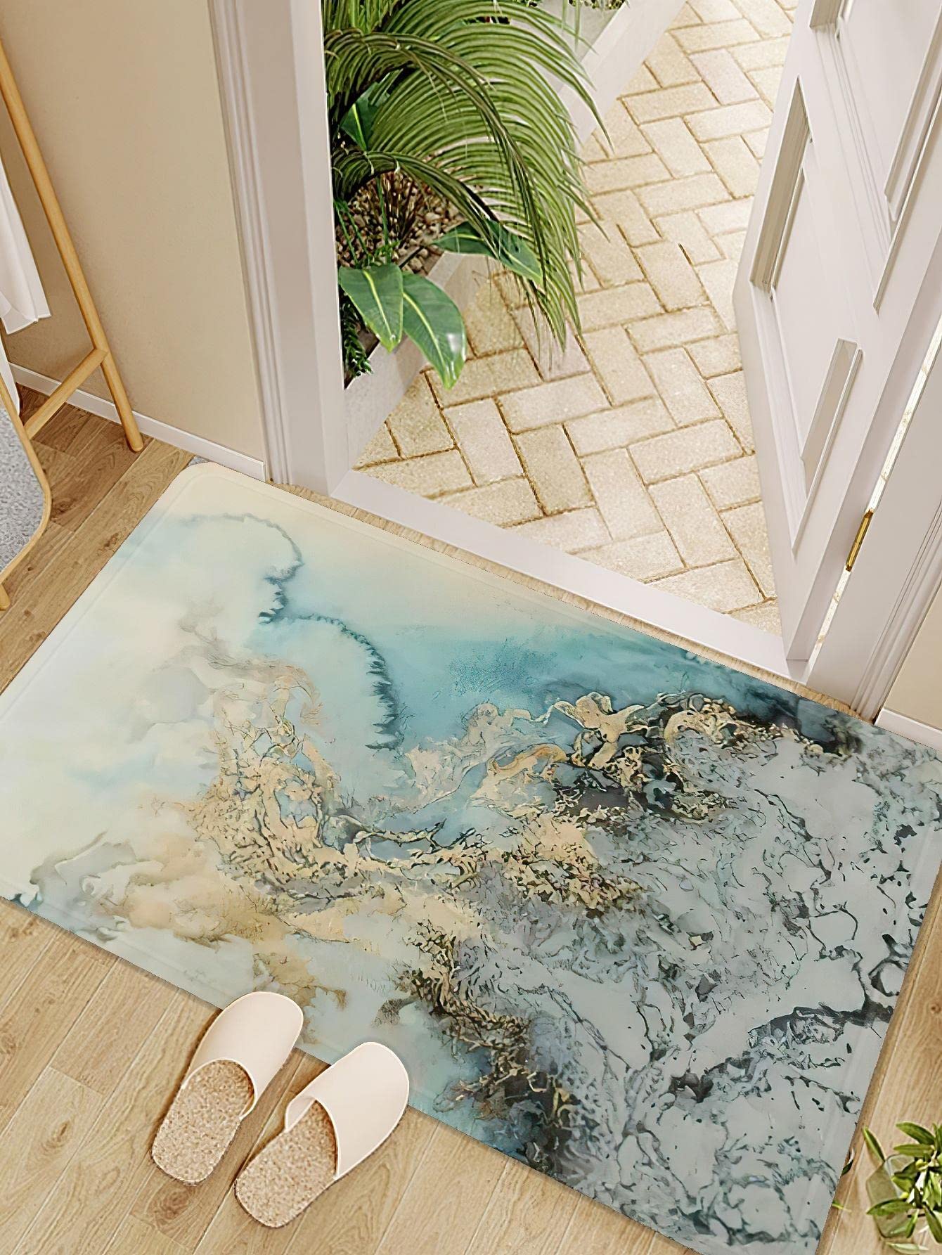 KEYOZA Washable Area Rug  Bedroom Bathroom Entryway Rug NonSlip Accent Distressed Blue Throw Rug Floor Carpet for Kitchen Entr