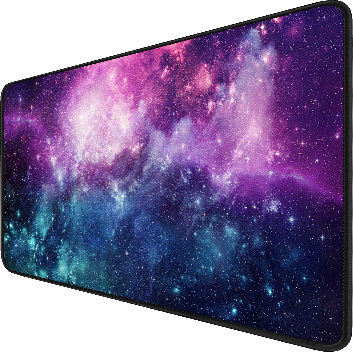 Gaming Mouse Pad With Stitched Edges, (35.4X15.7In) Durable Non-Slip Natural Rubber Base, Waterproof Computer Keyboard Pad Mat F