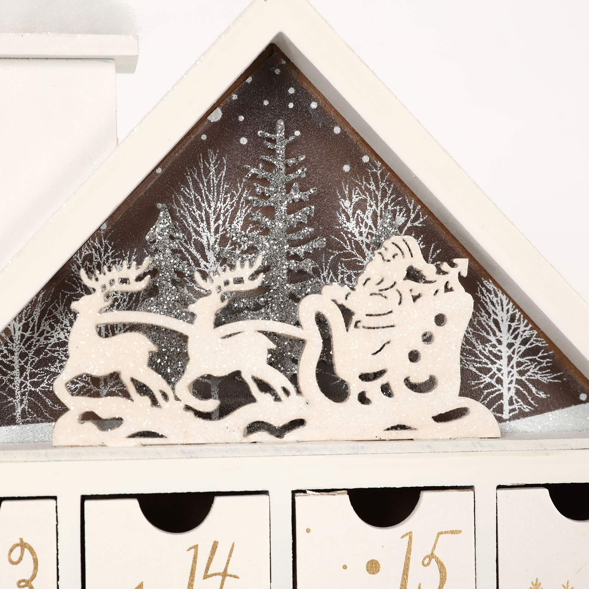 Pioneer-Effort Wooden Christmas Advent Calendar House With 24 Drawers And Led Lights Countdown Calendars For Christmas Decoratio