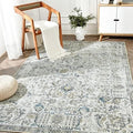 jinchan Area Rug 8x10 Washable Rug Vintage Rug Indoor Thin Rug Retro Accent Rug Distressed Carpet Blue Multi Floral Print Mat Co