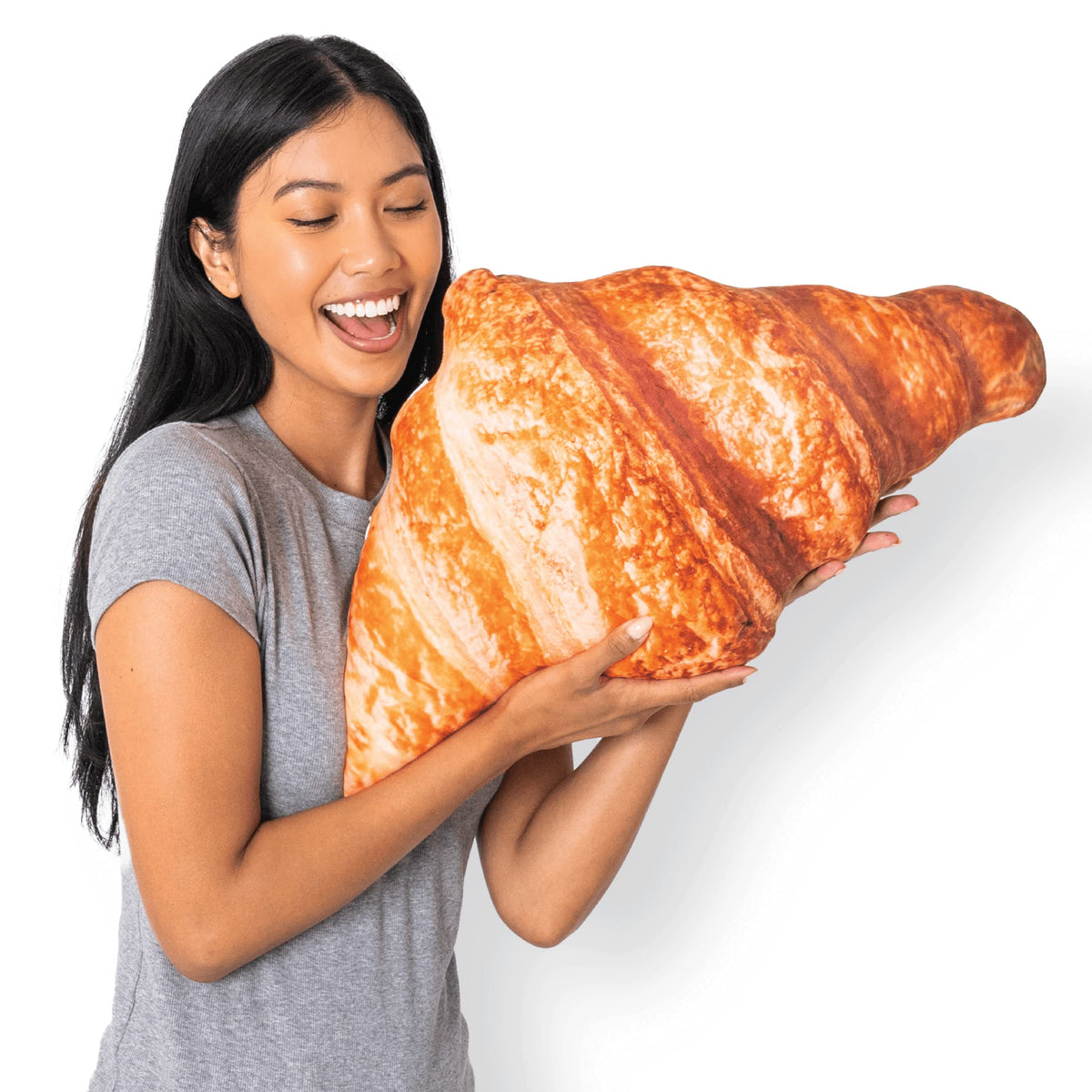 Much Comfort 23' 3D Flaky Croissant Throw Pillow - Made With Super Soft & Ultra Premium Fabric - Cute, Comfortable, Plush, Stuf