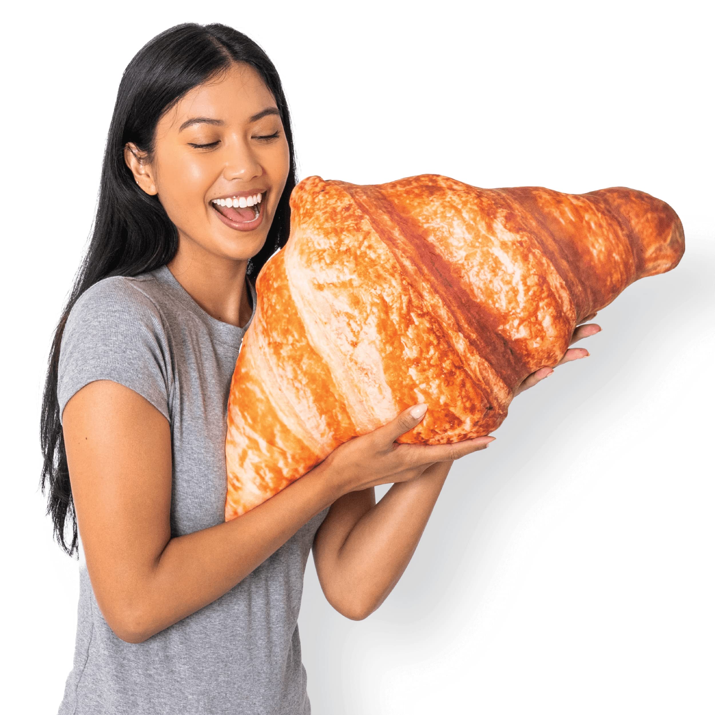 Much Comfort 23' 3D Flaky Croissant Throw Pillow - Made With Super Soft & Ultra Premium Fabric - Cute, Comfortable, Plush, Stuf