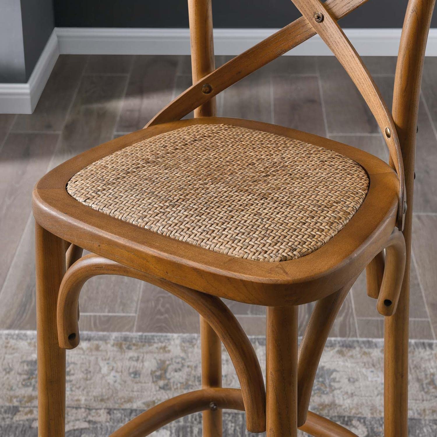 Modway Gear X-Back Wood Bar Stool In Walnut