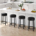IDEALHOUSE 24 Swivel Bar Stools Set of 4 with Footrest, Modern Counter Height Barstools with PU Leather Upholstered and Metal 