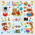 Whaline 9 Sheets Back to School Window Clings Cute Animals Window Stickers Elephant Owl Rabbit I Love Studying Window Decals for