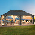 Erommy 12' X 20' Gazebo Outdoor Double Roof Aluminum Composite Canopy Aluminum Frame Pavilion With Curtains And Netting For Pati