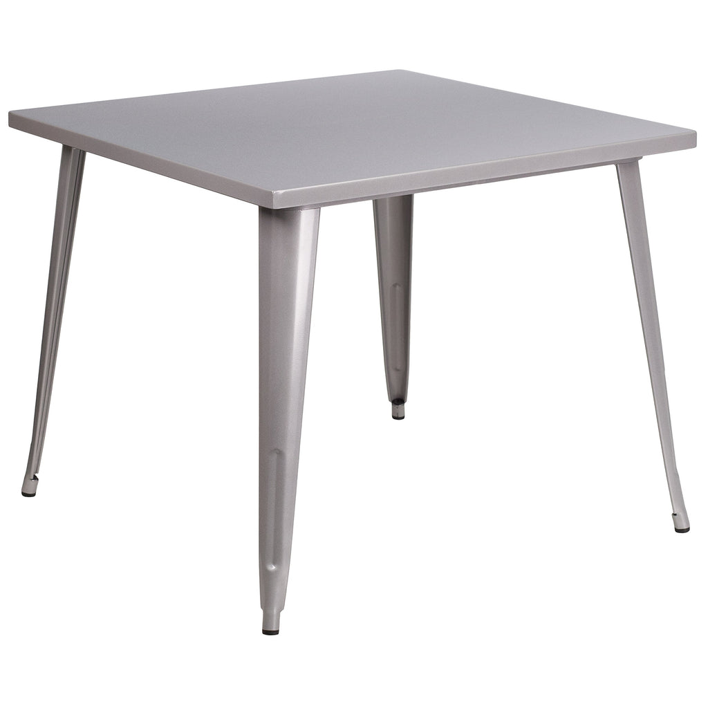 Flash Furniture Parker Commercial Grade 35.5" Square White Metal Indoor-Outdoor Table