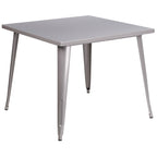 Flash Furniture Parker Commercial Grade 35.5" Square White Metal Indoor-Outdoor Table